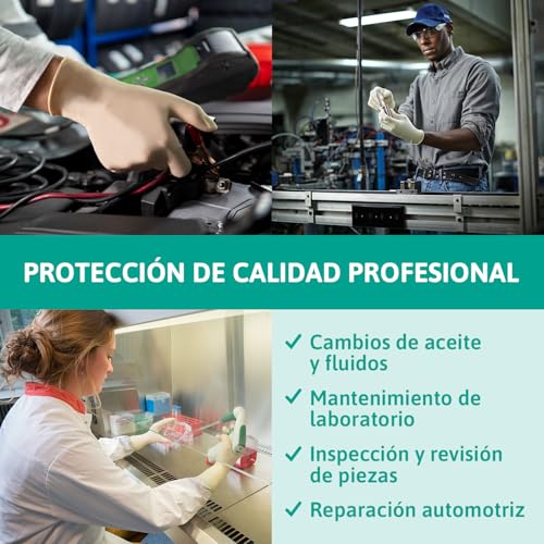 Ansell TouchNTuff 69-318 Guantes Latex Desechables, Guantes Trabajo Multiuso, Seguridad Hogar, Alimentos, Cocina, Limpieza, Mecanico, Guantes Desechables Sin Polvo, Blanco, Talla L (100 Guantes) - imagen 3
