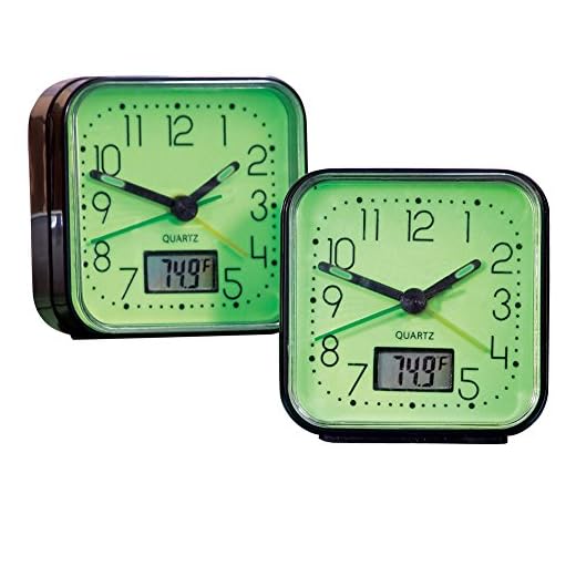 Collections Etc Glow in The Dark Alarm Clocks - 2 Pc, Black