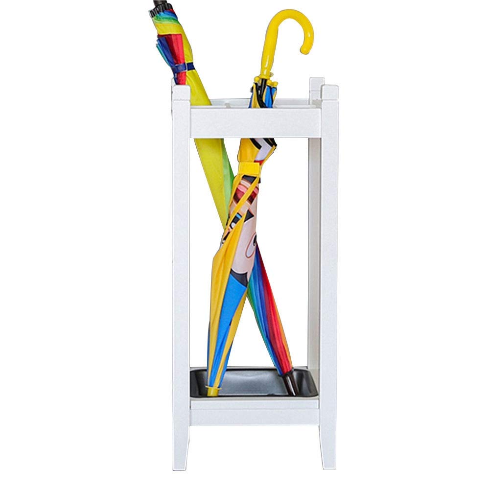 Porte-parapluies en bois blanc pour organiser l'entrée les jours de pluie