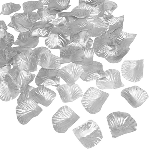 Millennial Essentials 1350 Pcs Artificial Silk Rose Petals Flower Petals For Wedding Decoration Party Valentine’s Day (Silver) #TOP28