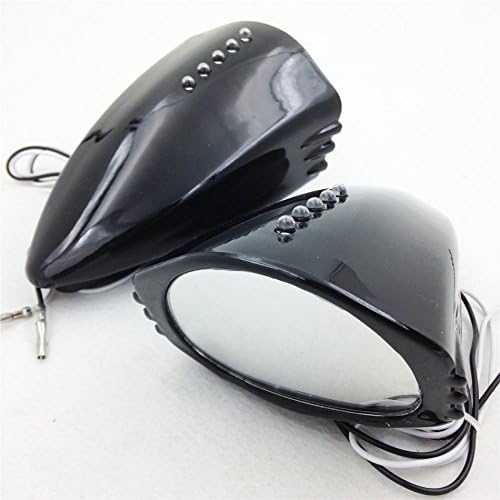 Vista 6 de XKH - Espejos retrovisores LED para motocicleta compatibles con Suzuki Kawasaki Bike Negro [B00Y44G5W0]