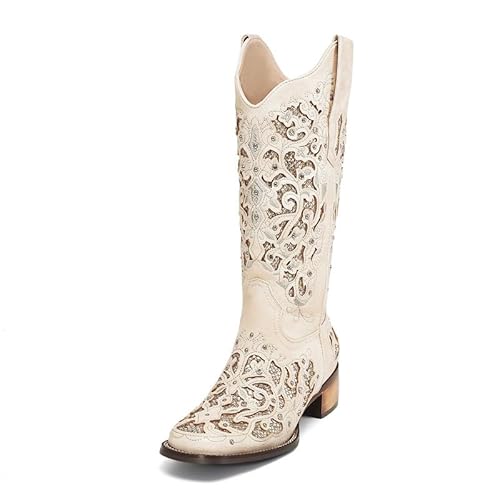 Heelchic Embroidered Mid Calf Cowgirl Boots For Women thumb #7