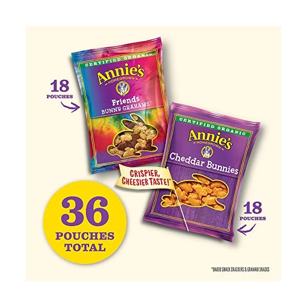 Annies-Organic-Snack-Variety-Pack-Cheddar-Bunnies-and-Bunny-Grahams-1-oz-36-ct Annie's Homegrown Organic, Snack Variety Pack, Cheddar Bunnies and Bunny Grahams, 1 oz, 36 ct