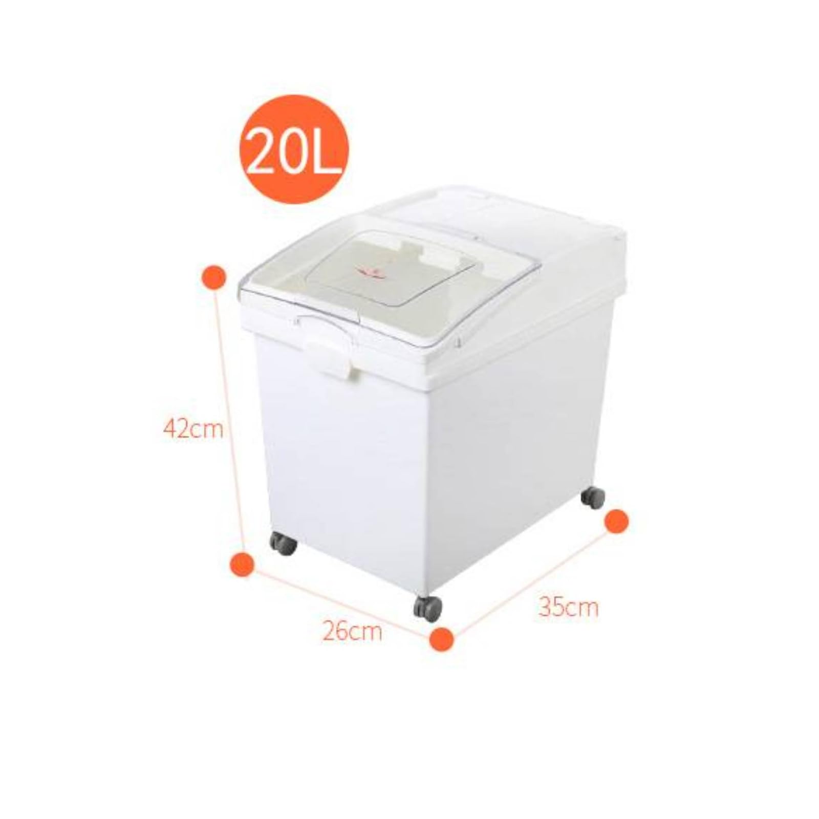 Contenitore per Riso in Misurino, 40L, Coperchio Scorrevole