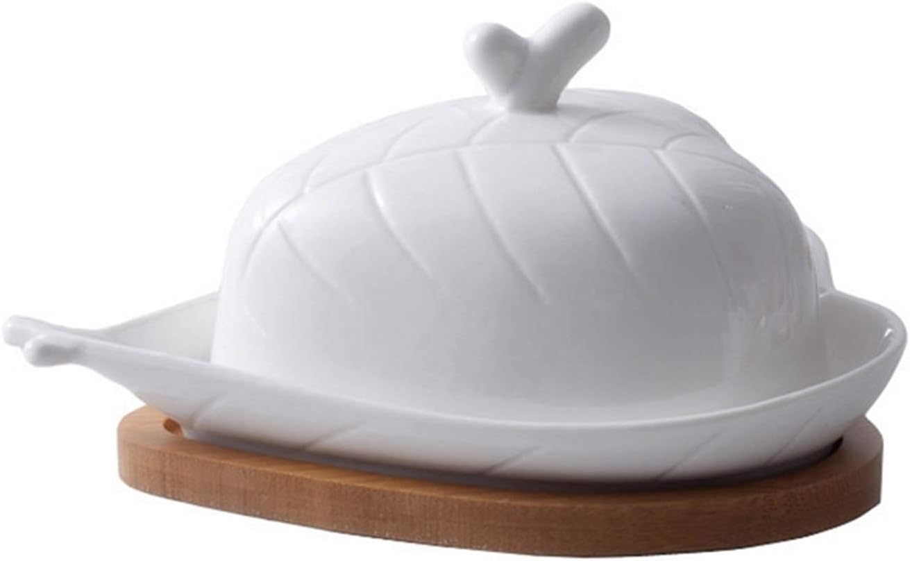 Butter Dishes Creative Porcelain Butter Dish Dessert Container Tray with Cover Multifunction Sealed Butter Box for Soft Butter and Cheese (White) Butter Storage
