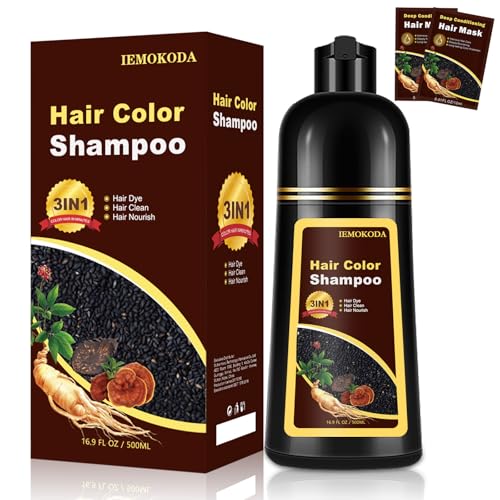 Chestnut Brown Hair Dye Shampoo 3 in 1, Long-lasting & Natural Hair Color Shampoo, Herbal Ingredients Natural Shampoo Hair Dye Effect in Minutes, Gifts for Men Women 500ml