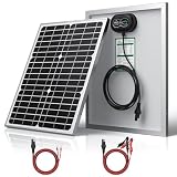 SUNER POWER 24V 20W Solar Battery Charger Maintainer, Built-in Ultra Smart MPPT Charge Controller, Waterproof 20 Watt Solar Panel Trickle Charging Kit for 24Volt AGM, Lead-Acid, Lifepo4 Battery