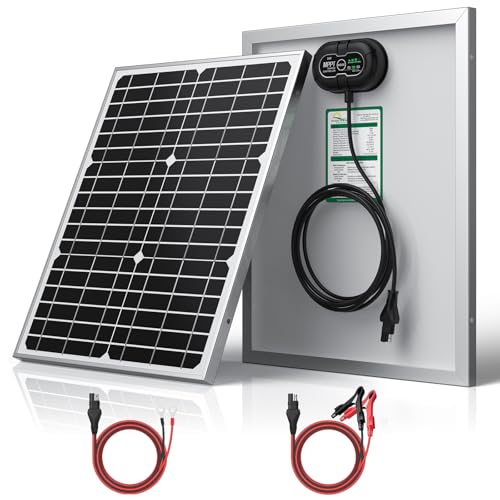 Image of SUNER POWER 24V 20W Solar Battery Charger Maintainer, Built-in Ultra Smart MPPT Charge Controller, Waterproof 20 Watt Solar Panel Trickle Charging Kit for 24Volt AGM, Lead-Acid, Lifepo4 Battery