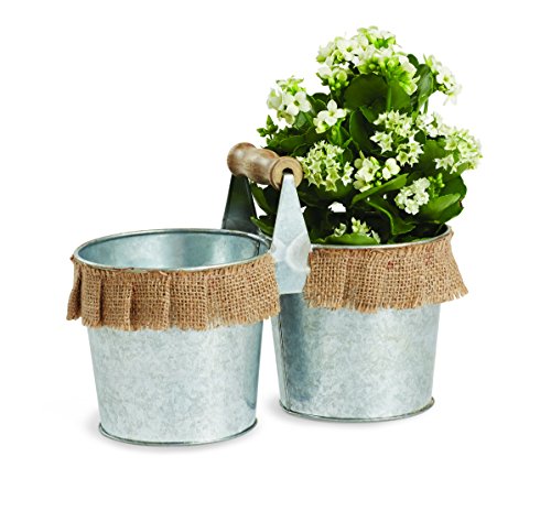 Mud Pie Burlap Ruffle Tin Planter