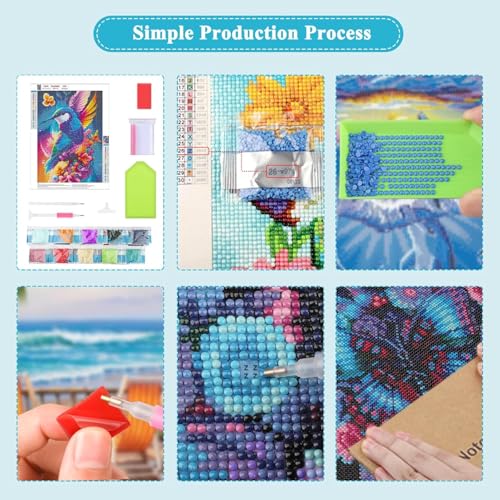 Image of Jasol Diamond Painting Kit, 40x30 Cms, Full Drill, 5D Crystals, Home Wall Decor Gift Set (Humming Bird M45621)