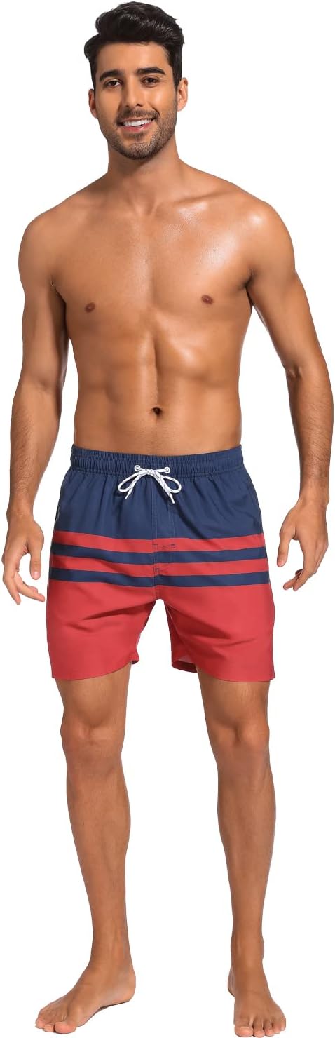 SILKWORLD Mens Swim Trunks with Compression Liner 2 in 1 Quick Dry Bathing Suit Beach Shorts with Zipper Pockets - Image 2