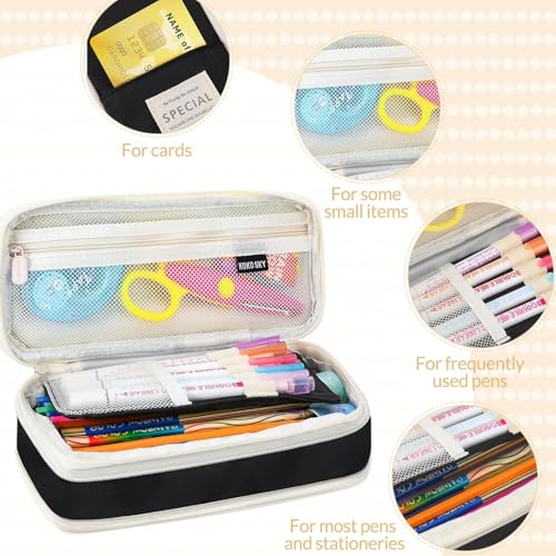 Image of Niwlix Large Capacity Pencil Pouch Box for Girls & Boys Aesthetic Stationery Pouch for School Kids College Students, Pouches for School Girls (Black)