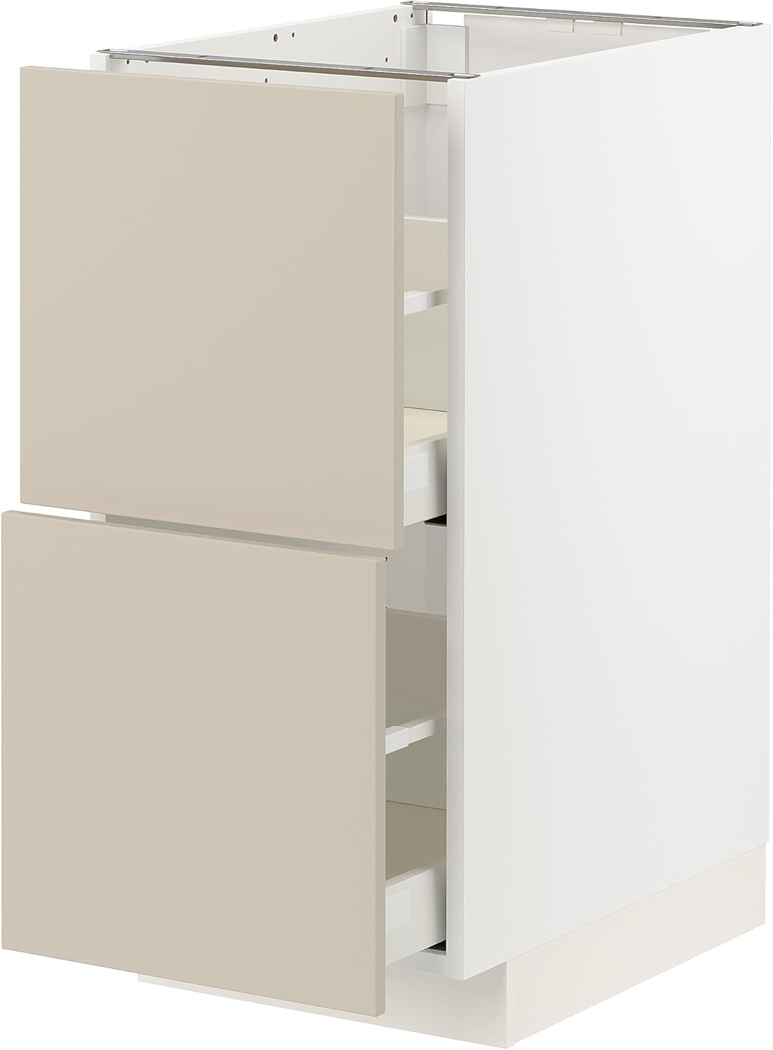 METOD/MAXIMERA Base cb 2 fronts/2 high drawers, white/Havstorp beige, 40x60 cm