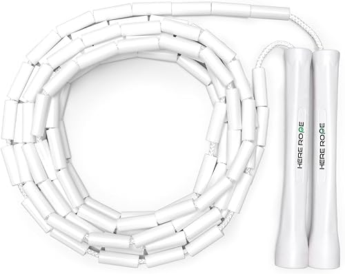 hererope - Cuerda de saltar ajustable con cuentas para adultos, niños, cuerda de saltar con cuentas de 10 pies con asas irrompibles y cuentas