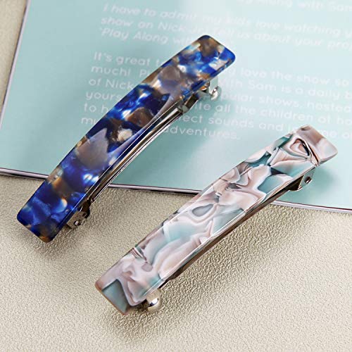 2Pcs French Design Hair Barrette Tortoise Shell Celluloid Rectangle Hair Clips For Women #TOP2