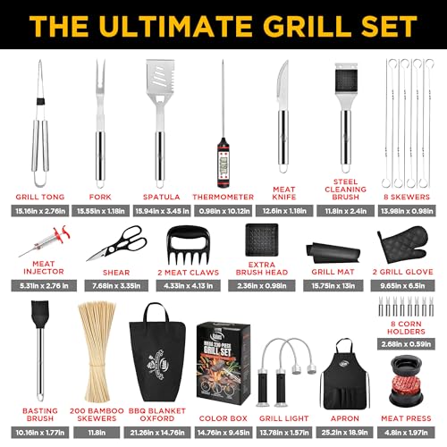 Image of Kaluns 236 PCS Ultimate Grill Master Gift Set - Complete BBQ Accessories Kit with Virtually Everything Needed for Grilling, Smoking & BBQ