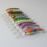 HappyFishing 10pcs/lot Mixed Minnow Fishing Lures Bass CrankBait Tackle 3.5inch 0.28oz