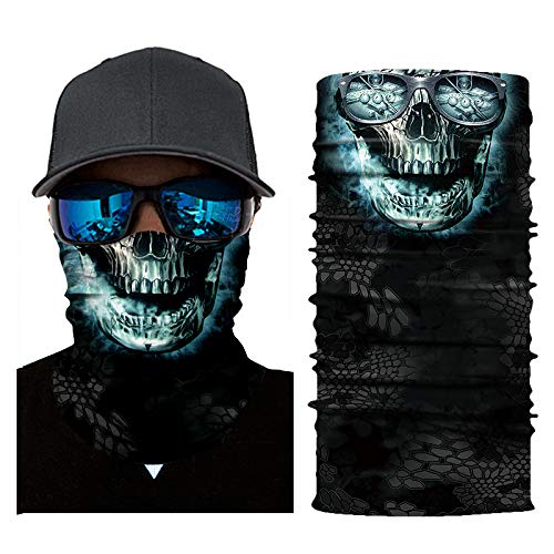 Goldenguy Skull Face Mask, 3D Tube Mask Seamless Durable Face Mask Bandana Skeleton Face Mask for Motorcycle Bike Riding Fishing Hunting Cycling