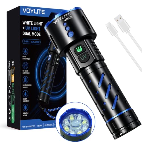Voylite 1000000 Lumens Taschenlampe LED Aufladbar Extrem Hell mit UV Lampe