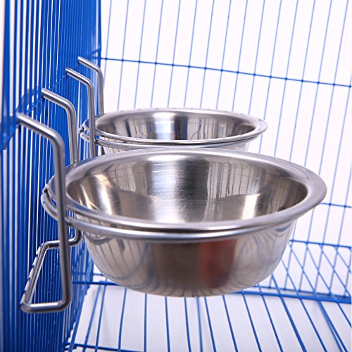 Image of QBLEEV Stainless Steel Birdcage Feeder Bowls for Hamster Cage, 150ml, 5 oz