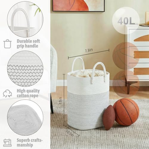 Image of Artfeel Laundry Basket,Woven Cotton Rope Laundry Hamper,40L Versatile Storage for Dirty Clothes,Baby Toys,and Blankets in Bathroom, Nursery,and Living Room