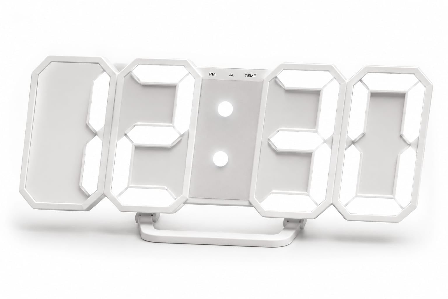 Digital Wall Clock with Large 3D Display, White Rectangular Table & Wall Clock, Time, Date & Temperature Display, Corded Electric (Electricity Operated), Modern Digital Clock for Home, Office, Bedroom-image-44