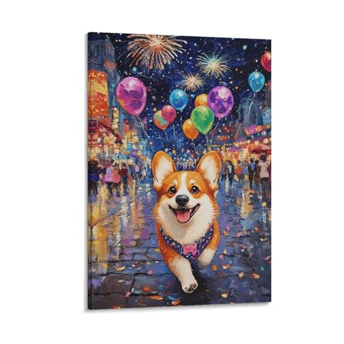 Affiche Corgi décoration murale salon peinture toile moderne 50x75cm