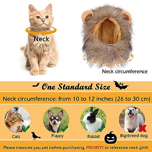 Image of Cat Halloween Costumes - Lion Mane Wigs for Cat Costumes, Adjustable Comfortable Funny Pet Kitten Cats Dress Up Clothing Accessories for Halloween Christmas Festival Party, Grey