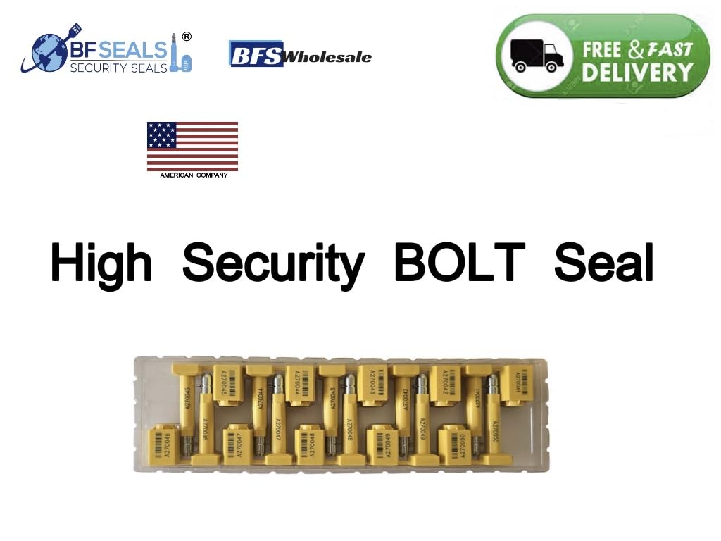 High Security Bolt Seal HK, 200 pcs, Yellow, for Containers, ISO & C-TPAT Certified, Barcode & Sequential Numbering. Choose eco BFSEALS for Premium Seal. Free & Quick USA Shipping!