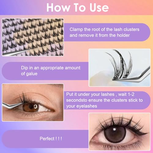 Image of MAYCREATE 100PCS Wispy Lash Clusters Natural Eyelash Clusters C Curly Fairy Cluster Lashes with Spikes Eyelashes DIY Lash Extension Natural Look Wispy Manga Lashes at Home