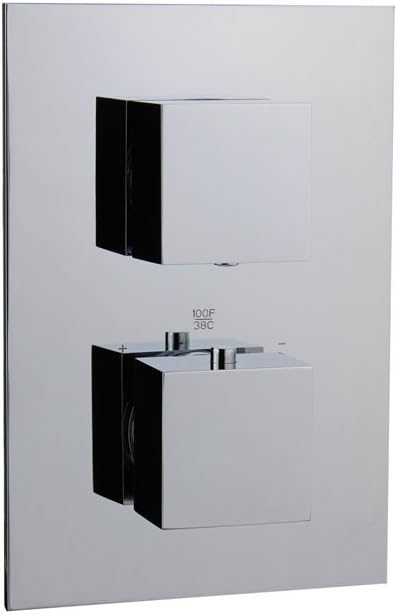 Fluid Faucets F5001T Square Thermostatic Shower Trim with Flow Control, Chrome, 1-Pack