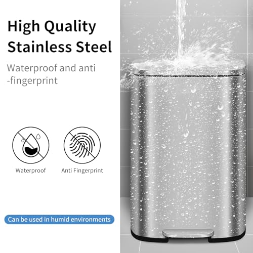 Caneca de basura rectangular de acero inoxidable 13.2 galones miniatura 3