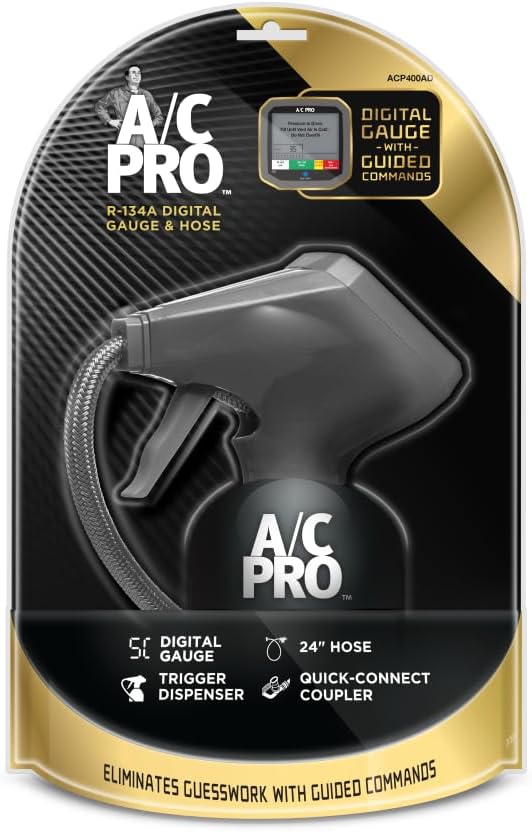Pro-C A/C Professional Digital Display Automotive Recharge Gauge & Hose for R-134A Refrigerant, ACP400AD