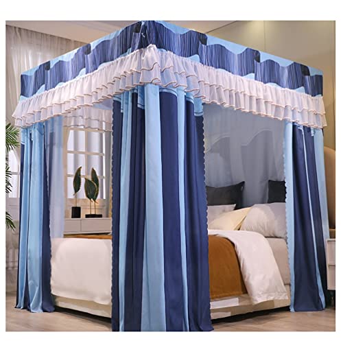 Ciel de lit moustiquaire haut de gamme avec support de lit bleu - 3