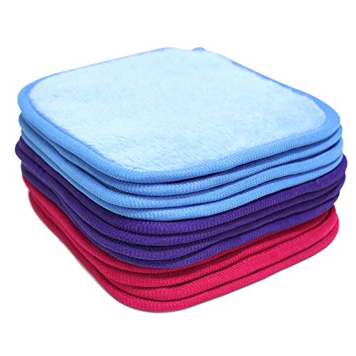 Reuseable Makeup Remover Pads 12 Pack Microfiber Face Cloth Facial Cleansing Towels Suitable for All Skin Types Face Cloths Multiple Colors