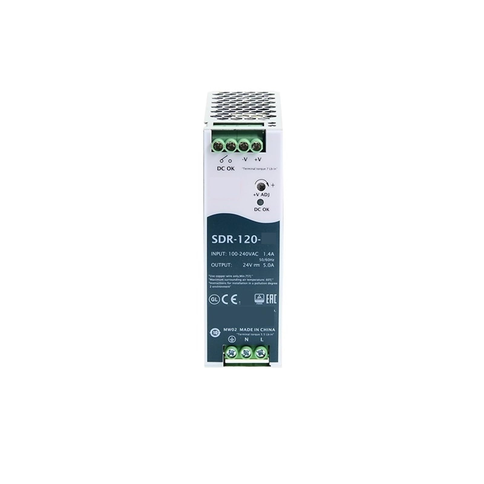 Schaltnetzteil SDR-120 120W 12V/10A 24V/5A 48V/2,5A Schlankes DIN-Schienen-Schaltnetzteil 110V/220VAC Industrieller DIN-Schienentransformator DIN-Schiene(SDR-120-48 48V 2.5A)