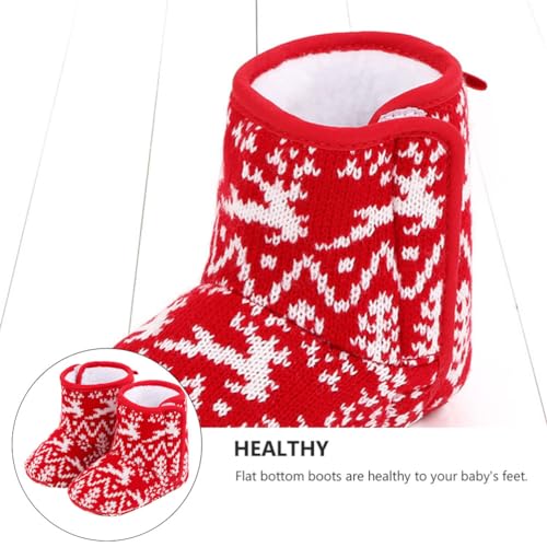 GANAZONO 1Pair Baby Boys Girls Snow Boots Non Slip Soft Sole Toddler First Walker Winter Warm Crib Shoes Christmas4