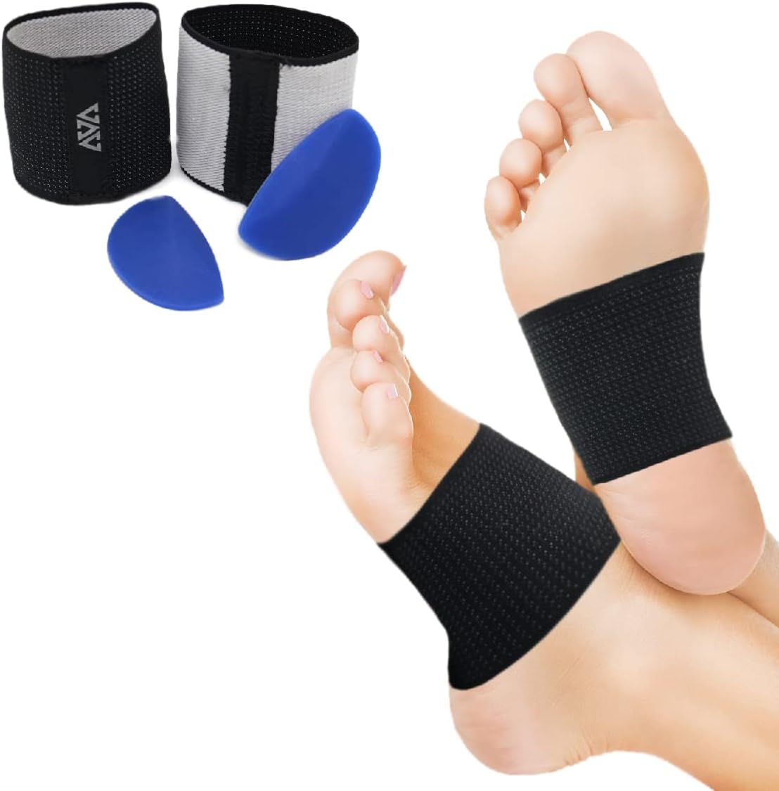 Cushioned Arch Supports-Plantar Fasciitis Braces & Detacheable Soft Gel Cushions(DIY) - Compression Sleeve Wrap to Relieve Foot Pain, Flat Feet, Heel Spurs(2 Pair Set- Medium)