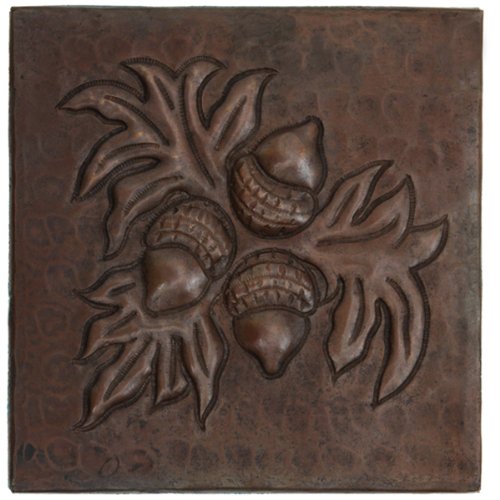 Hammered Copper Tile with Acorn Design