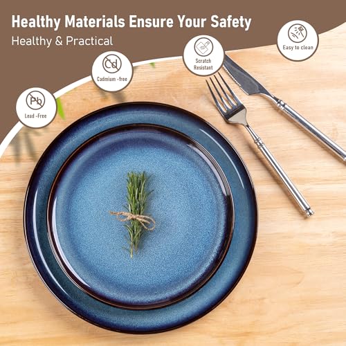Image of LeRatio Ceramic Dinnerware Sets for 4,Plates and Bowls Sets,Handmade Reactive Glaze Dishes Set,Chip Resistant and Scratch Resistant | Oven&Dishwasher & Microwave Safe,Service for 4