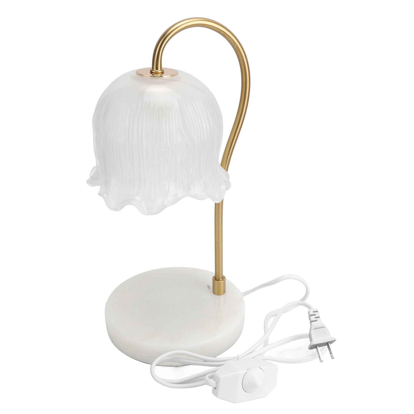 KLUFO Lampe chauffante pour Bougie, Lampe électrique à Cire Fondue en marbre et Verre, avec Source de lumière, pour la Chambre à Coucher.