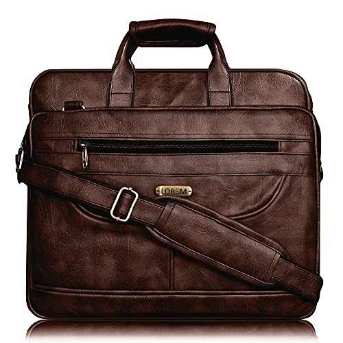 Image of LOREM Unisex Mat Maroon Textured Artificial Leather Laptop Bag BG23