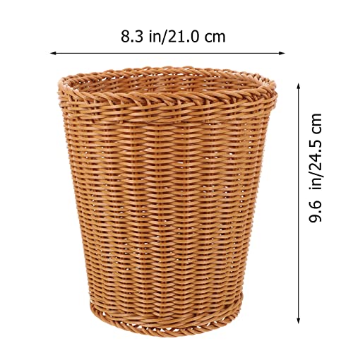 Image of Zerodeko Rattan Waste Basket Wicker Trash Can Round Trash Bin Woven Storage Basket Clothes Container Garbage Bin Laundry Hamper Plant Pot for Bedroom Bathroom Organizer
