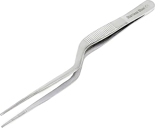 A2Z Pinzas de laboratorio de bayoneta de precisión microquirúrgica de 6 pulgadas con puntas dentadas finas, pinzas de pulgar multiponen de acero