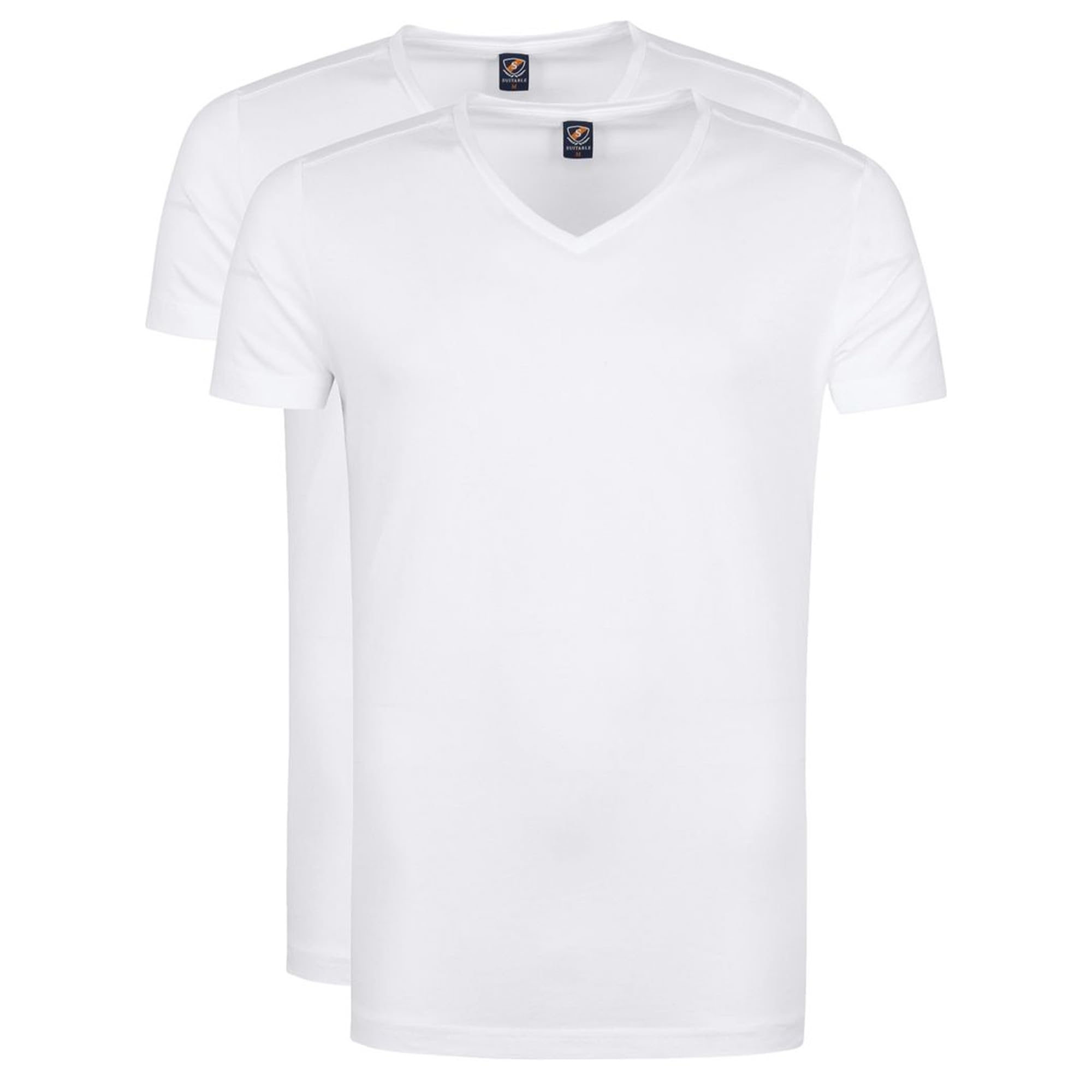 Suitable Vitasu T-Shirt Col en V Blanc 2-Pack - Hommes - Vêtements - Taille - 175-2 Vitasu Vneck