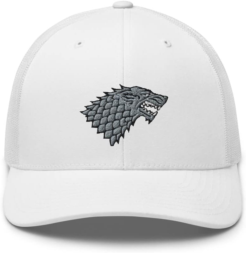 House of Stark Trucker Hat Winter is Comming Wolf Embroidered Gift Hat Adjustable Mesh Back Baseball Cap