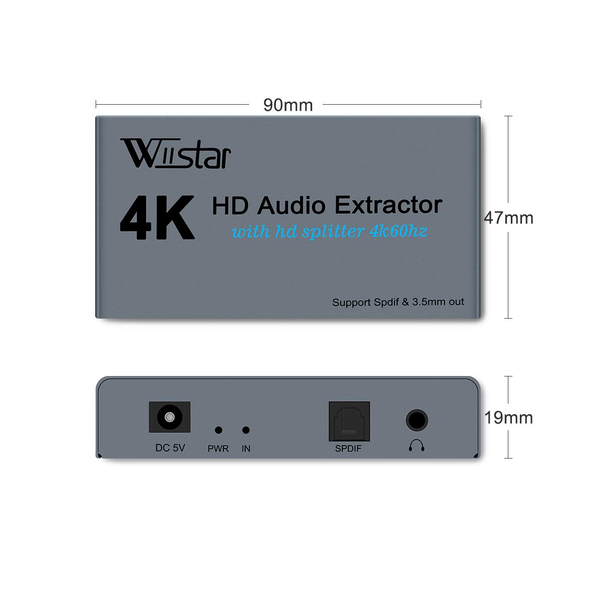 Wiistar 4K HDMI Audio Extractor HDMI Splitter HDMI 1x2 4K60Hz con uscita audio