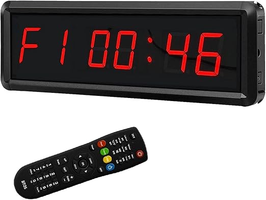 LED Digital Countdown Wall Clock Fitness Timer Stopwatch for Gym (1.5inch Digital High)