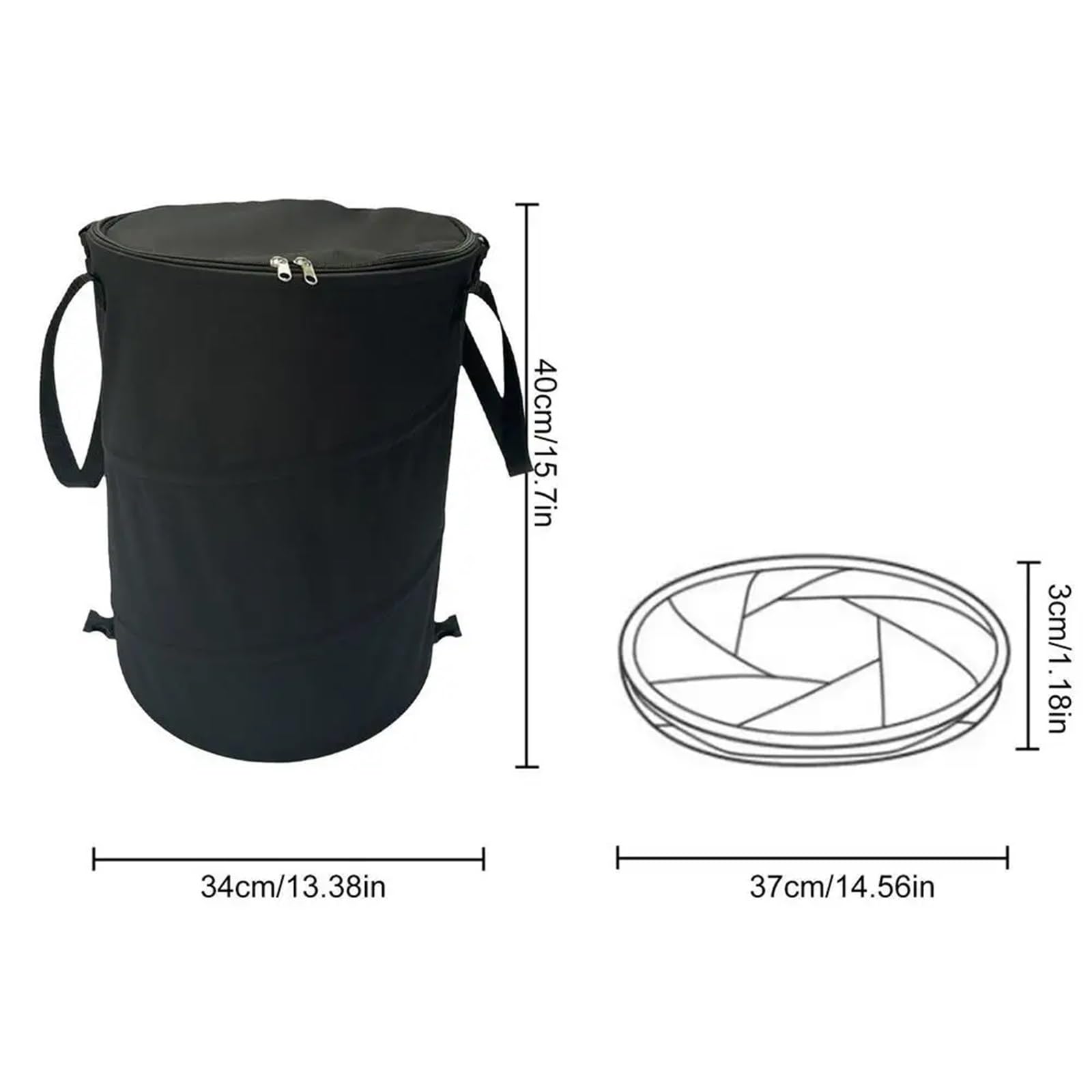 Sacchi Da Giardinaggio Pop Up Bidone della spazzatura da campeggio 37 litri, pattumiera esterno pop-up, secchio di stoccaggio portatile, borsa giardino pieghevole, cestino for vestiti sporchi(Black)