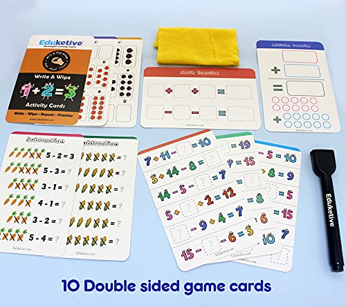 Image of (Combo of 2) PREMATH+Word Scramble Write & Wipe Reusable Activities Educational Games with Exercise Book